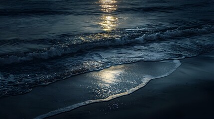 Wall Mural - Moonlight reflected in the rolling waves img