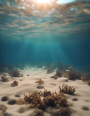 sea background blue underwater sandy bottom sand ocean sunlight shot ripple