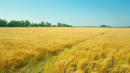 Sticker - A field of golden wheat illuminated img