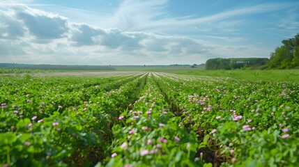 Canvas Print - Clover fields and delicate green and purple shades image