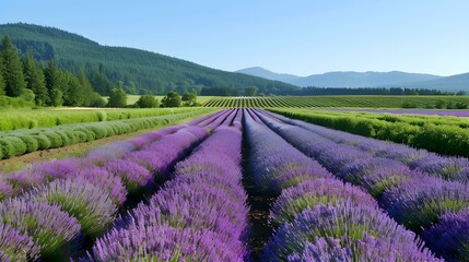 Canvas Print - Fields of lavender lemon balm purple and green img