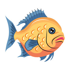 Sticker - A flat style mascot of yellow fish 

