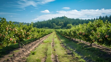 Wall Mural - Fields of plums trees with bright purple img