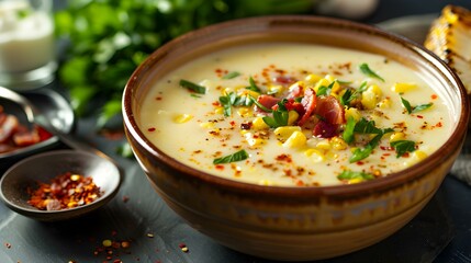 Wall Mural - Corn soup is sweet and creamy made img