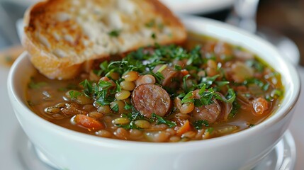 Poster - Lentejas lentil soup rich and flavorful with pieces