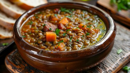 Poster - Lentejas lentil soup rich and flavorful with pieces img