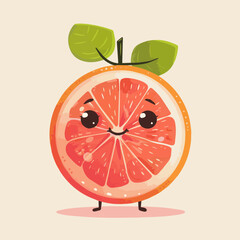 Canvas Print - Cute Cartoon Grapefruit Food Character  Illustration