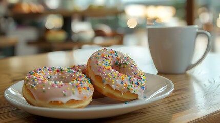 Wall Mural - The donuts are fresh and fluffy coated image