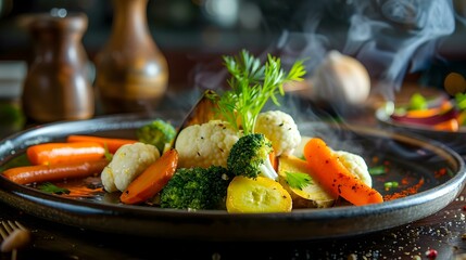 Poster - Steamed vegetables are fresh vegetables such as carrots