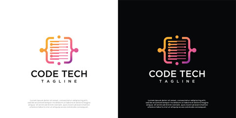 Coding technology logo design template inspiration.