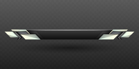 Wall Mural - futuristic metallic black and silver colored game title lower third banner for game ui designs