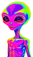 Poster - PNG  Black light oil painting of alien purple blue neon.