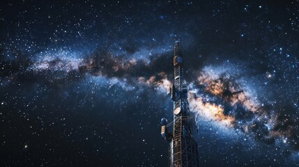 telecommunication tower cellular. telecommunication equipment with radio modules and media antennas 