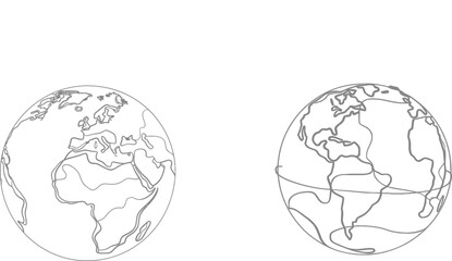 Wall Mural - World map in simple linear style. Travel and flight concept in editable strokes. Doodle modern illustration.