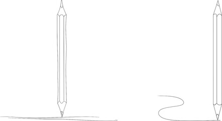 Fototapete - A stylized pencil drawing in one continuous line with a simple educator's day concept and a pen symbol in an editable stroke. A modern outline of a doodle.