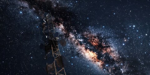 telecommunication tower cellular. telecommunication equipment with radio modules and media antennas 