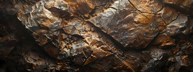 Close-up view of dark textured rock surface, showcasing natural rugged patterns and earthy tones for geology and nature themes.