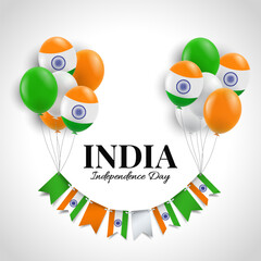 Poster - India Independence Day. Background with balloons and flags. Vector Illustration.
