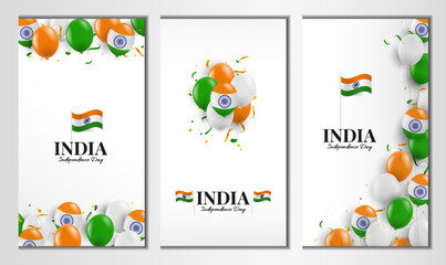 Wall Mural - India Independence Day. Banner set. Vector Illustration.
