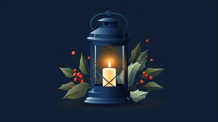 Poster - christmas lantern with candle