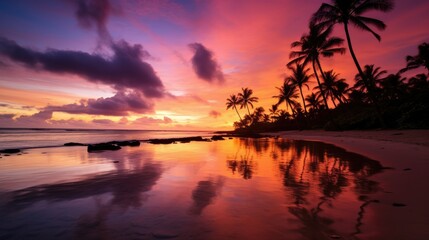 Canvas Print - sunset over the river