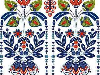 Wall Mural - Scandinavian folk embroidery, colorful pattern ideal for backgrounds