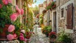© Budi - A quaint European village, narrow streets lined with charming old buildings and flower boxes