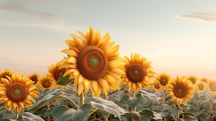 Canvas Print - Abstract background of colorful nature scenes with vibrant floral patterns illustrating sunflower fields where the golden blooms create a radiant and cheerful landscape Illustration, Image, ,