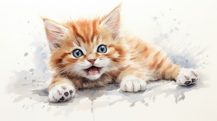 Sticker - A cute orange and white kitten 