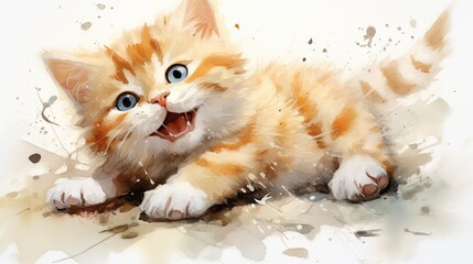 Canvas Print - A cute orange and white kitten 