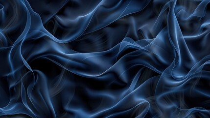 Wall Mural - a seamless wallpaper pattern where indigo smoke swirls mimic the luxurious texture of silk, set agai