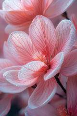 Wall Mural - Close-up of a magnolia petal, with soft white and pink brushstrokes,