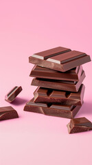 Wall Mural - stack of chocolate isolated on gradient background 