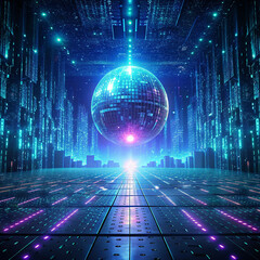 Wall Mural - abstract futuristic background with neon lights and planet earth 3d rendering futuristic cyberspace 