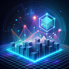 Wall Mural - abstract isometric background with cubes, lines and glowing lights. vector illustration abstract bac