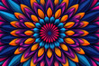 © Oranuch - Abstract floral mandala. Multicolored symmetrical ornament. Arabesque design element.