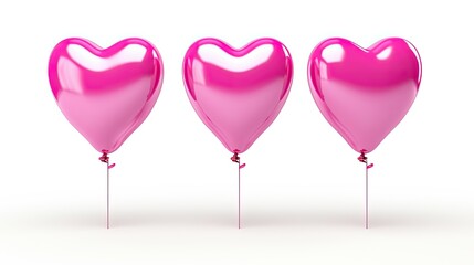 Wall Mural - 3 pink heart shaped balloons