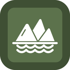 Sticker - Mountain Vector Glyph Green Box Icon