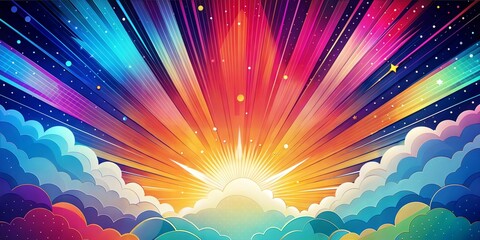 Wall Mural - a colorful sunset with clouds and stars