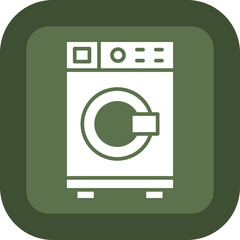 Canvas Print - Washing Machine Glyph Green Box Icon