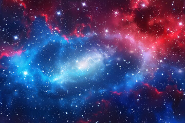 night starry sky and bright blue red galaxy horizontal background