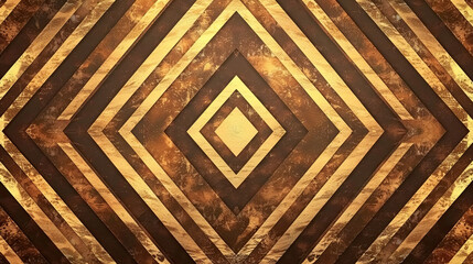 Wall Mural - Seamless Golden Geometric Striped Diamond Pattern: Elegant and Luxurious Design, Repeating Geometric Shapes