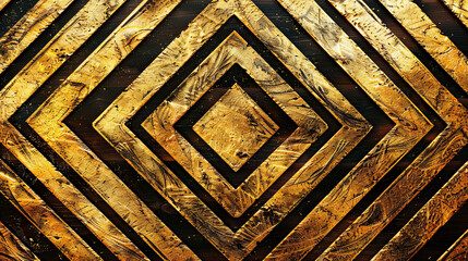 Wall Mural - Seamless Golden Geometric Striped Diamond Pattern: Elegant and Luxurious Design, Repeating Geometric Shapes