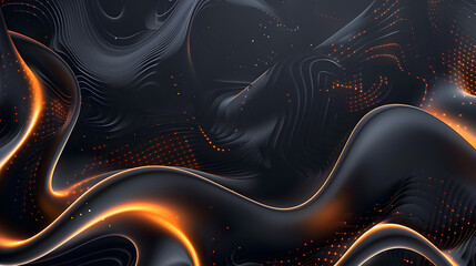 Canvas Print - Abstract dark background with curved and wavy gradients, glowing waves and colors