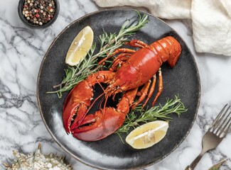 Wall Mural - Lobster Dish. Maine and Canada Traditional Food.