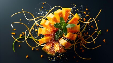 Wall Mural - Mango Slice Reveals Dynamic Spinal Cord Anatomy in Vibrant Digital