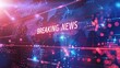 © Digital Dreamscapes - Futuristic digital interface displaying 'Breaking News' with vibrant pink and blue neon lights, and world map in the background.