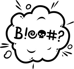 Poster - Comic swear speech bubble, hate angry talk, aggressive expletive curse. Isolated vector monochrome dialogue cloud, explode with bold, expressive typography, adding a raw edge to amplifying emotion