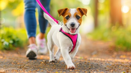 Sticker - Happy Jack Russell Terrier Dog Walking on a Path.