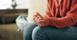 © KayJoint/peopleimages.com - Closeup hands, anxiety and woman on sofa for mental health, depression or counselling session in clinic. Person, fingers and fear for ptsd with trauma therapy, stress and frustrated for addiction